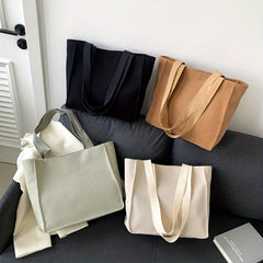 Solid Corduroy Tote Bag Storage Shoulder Bag Minimalist Handbag