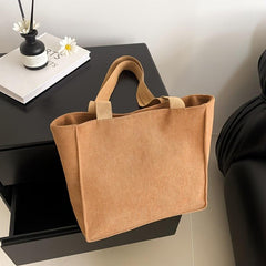 Solid Corduroy Tote Bag Storage Shoulder Bag Minimalist Handbag
