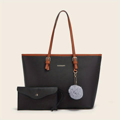 Large Capacity Solid Hobo Bag with Inner Pouch Casual Handbag