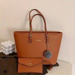 Large Capacity Solid Hobo Bag with Inner Pouch Casual Handbag