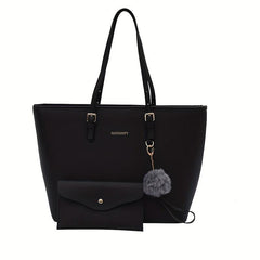 Large Capacity Solid Hobo Bag with Inner Pouch Casual Handbag