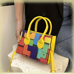 Versatile Shoulder Bag for Women, Casual Plaid Handbag, Commuter Bag