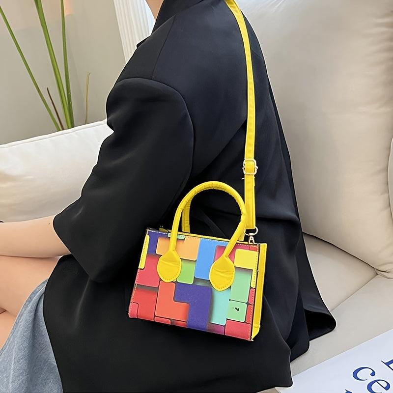 Versatile Shoulder Bag for Women, Casual Plaid Handbag, Commuter Bag