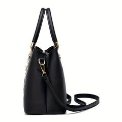 Floral Embroidered Leaf Decor Tote Bag Crossbody Satchel