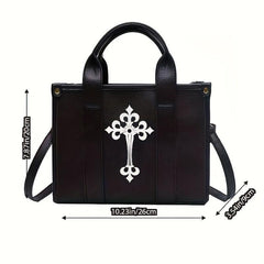 Gothic Cross Decor Tote Bag Y2K Stylish Crossbody Bag Women's Shoulder Purse