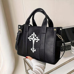 Gothic Cross Decor Tote Bag Y2K Stylish Crossbody Bag Women's Shoulder Purse