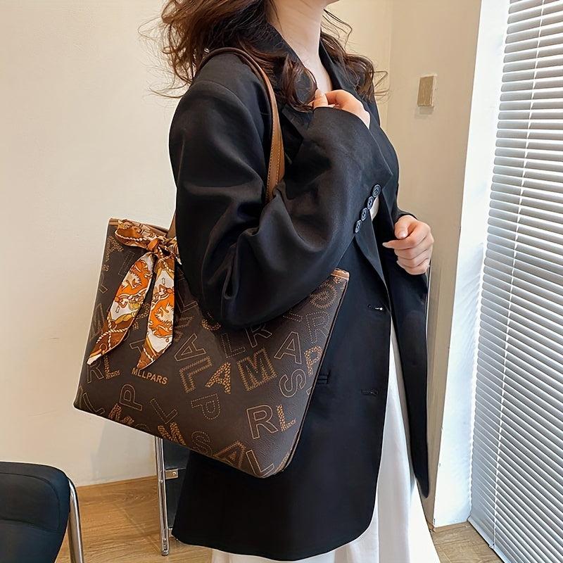 Vintage Geometric Print Tote Bag Handbag & Shoulder Purse