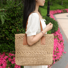 Straw Woven Large Tote Bag Lightweight Shoulder Handbag