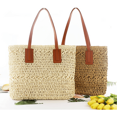 Straw Woven Large Tote Bag Lightweight Shoulder Handbag