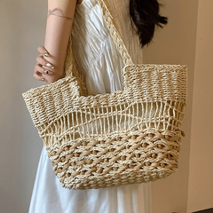 Straw Woven Large Tote Bag Lightweight Shoulder Handbag