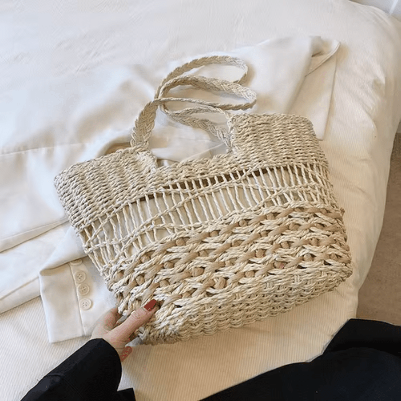 Straw Woven Large Tote Bag Lightweight Shoulder Handbag