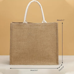 Leopard Heart Burlap Tote Bag Reusable Grocery Shopping Bag Lightweight Storage