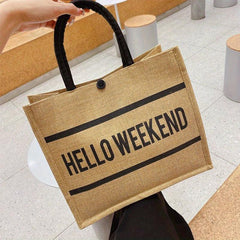 Leopard Heart Burlap Tote Bag Reusable Grocery Shopping Bag Lightweight Storage