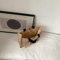Canvas Handbag with Zipper Pouch & Button Tote Bag