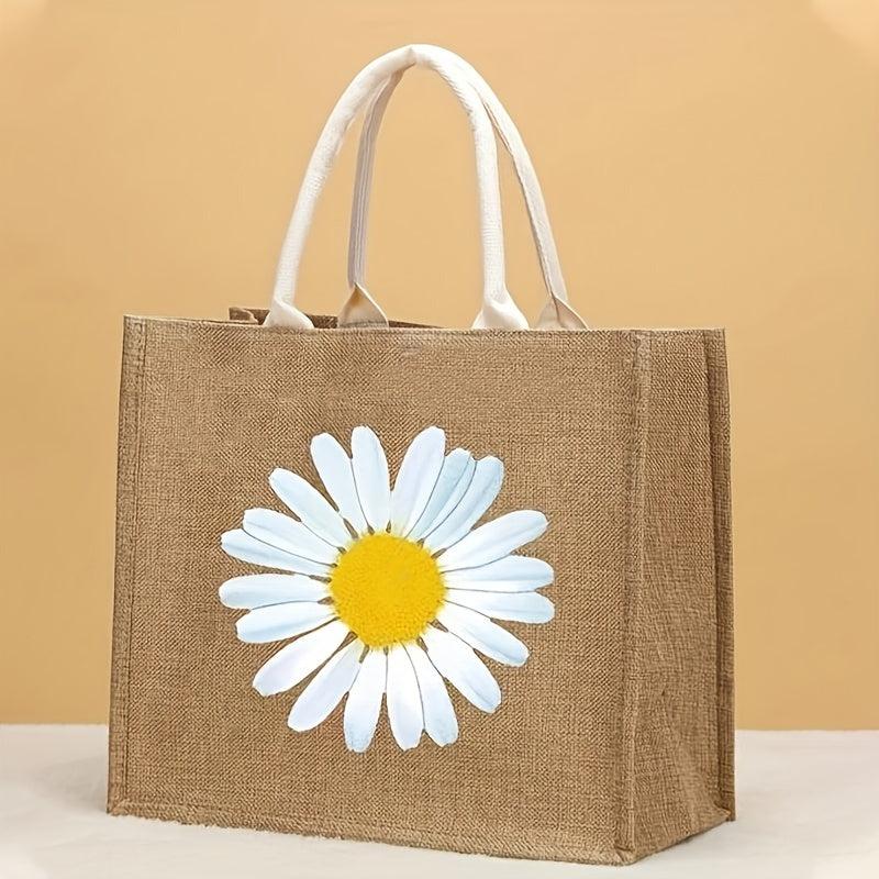 Daisy Flower Print Tote Bag Lightweight Large Capacity Handbag