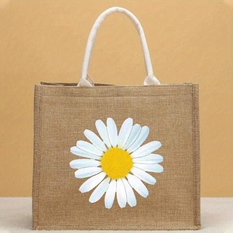 Daisy Flower Print Tote Bag Lightweight Large Capacity Handbag