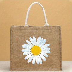 Daisy Flower Print Tote Bag Lightweight Large Capacity Handbag