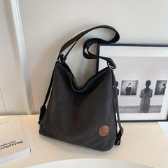 Vintage Canvas Tote Bag For Women Large Capacity Crossbody Bag Solid Hobo Bag