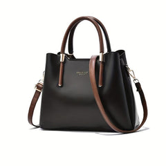 Large Capacity Top Handle Tote Bag PU Leather Satchel Shoulder Bag