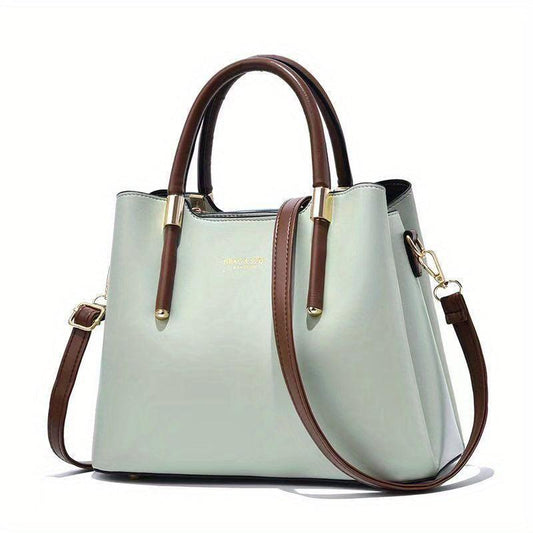 Large Capacity Top Handle Tote Bag PU Leather Satchel Shoulder Bag