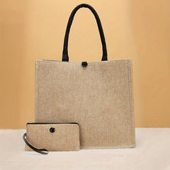 2pcs Burlap Tote Bags with Coin Purse