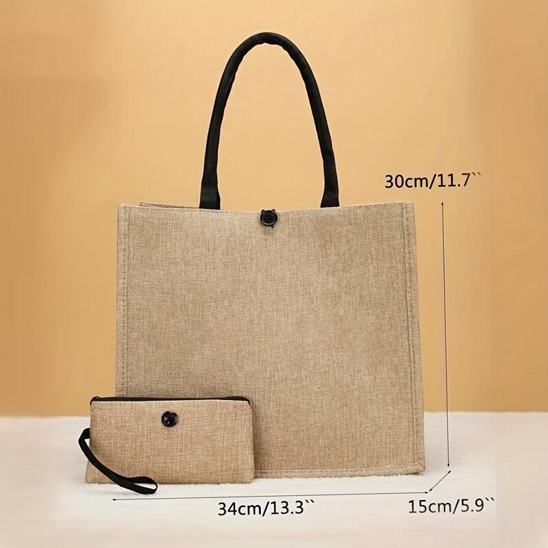 2pcs Burlap Tote Bags with Coin Purse