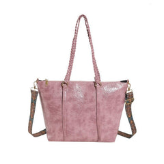 Vintage Tote Bag Large Capacity Shoulder Bag Retro Pattern Wide Strap