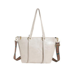 Vintage Tote Bag Large Capacity Shoulder Bag Retro Pattern Wide Strap
