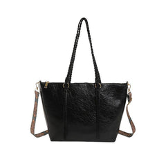 Vintage Tote Bag Large Capacity Shoulder Bag Retro Pattern Wide Strap