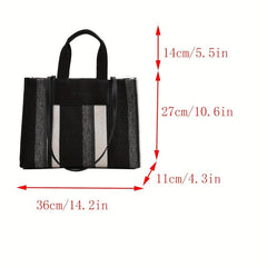Striped Tote Bag Large Shoulder Handbag For Work