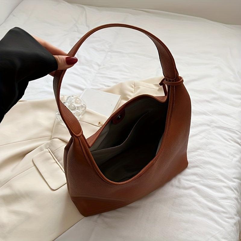 Minimalist Large Capacity Hobo Bag Solid Shoulder Bag All Match Office Bag
