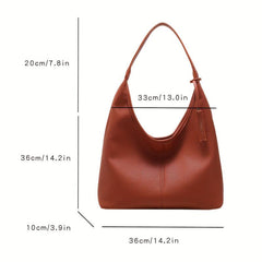 Minimalist Large Capacity Hobo Bag Solid Shoulder Bag All Match Office Bag