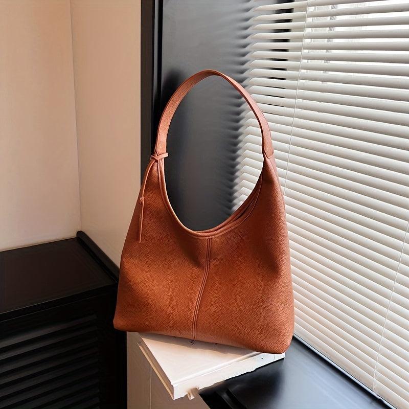 Minimalist Large Capacity Hobo Bag Solid Shoulder Bag All Match Office Bag