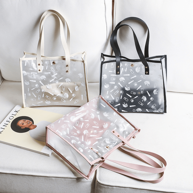 PVC Tote Bag Women's Casual Handbag For Travel & Beach