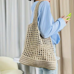Large Knitted Hobo Bag Summer Tote Beach Handbag