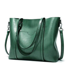 Retro Style Faux Leather Tote Bag Zipper Shoulder Bag