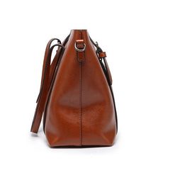 Retro Style Faux Leather Tote Bag Zipper Shoulder Bag