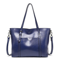 Retro Style Faux Leather Tote Bag Zipper Shoulder Bag