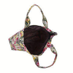 Vintage Flower Pattern Tote Bag Lightweight Large Capacity Storage Bag