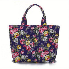 Vintage Flower Pattern Tote Bag Lightweight Large Capacity Storage Bag