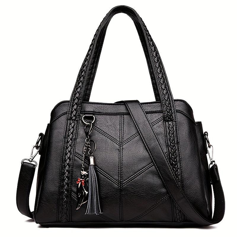 Vintage Solid Tote Bag All Match Satchel Bag Storage Bag