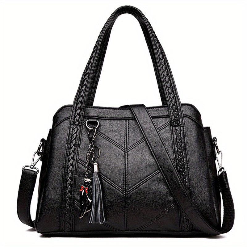 Vintage Solid Tote Bag All Match Satchel Bag Storage Bag