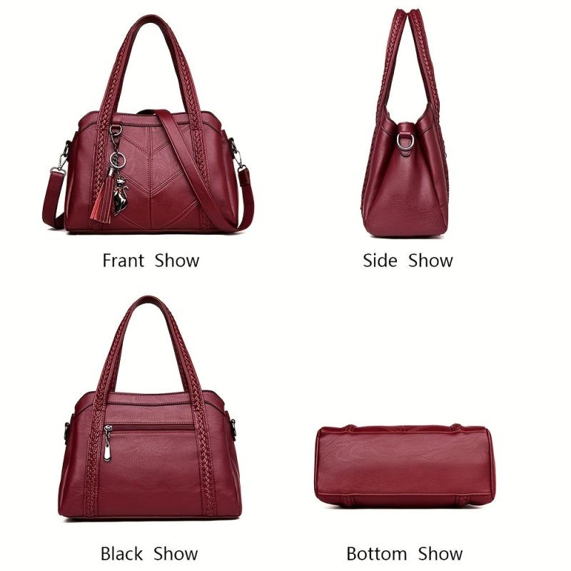 Vintage Solid Tote Bag All Match Satchel Bag Storage Bag