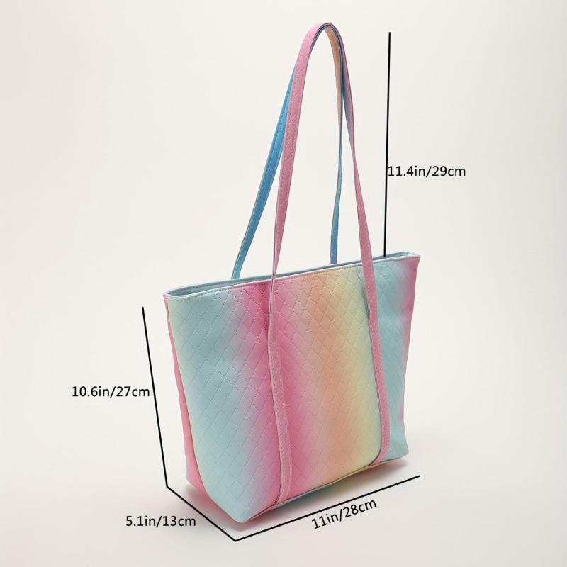 Colorful Gradient Tote Bag for Women Large Capacity Handbag