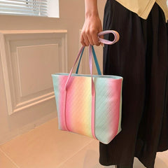 Colorful Gradient Tote Bag for Women Large Capacity Handbag