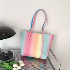 Colorful Gradient Tote Bag for Women Large Capacity Handbag