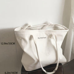 Letter Graphic Tote Bag Women's Canvas Handbag For School & Shopping
