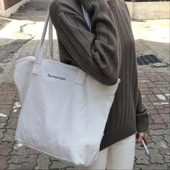 Letter Graphic Tote Bag Women's Canvas Handbag For School & Shopping