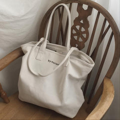 Letter Graphic Tote Bag Women's Canvas Handbag For School & Shopping