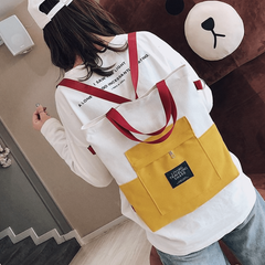 Colorblock Preppy Backpack Multifunctional Book Bag